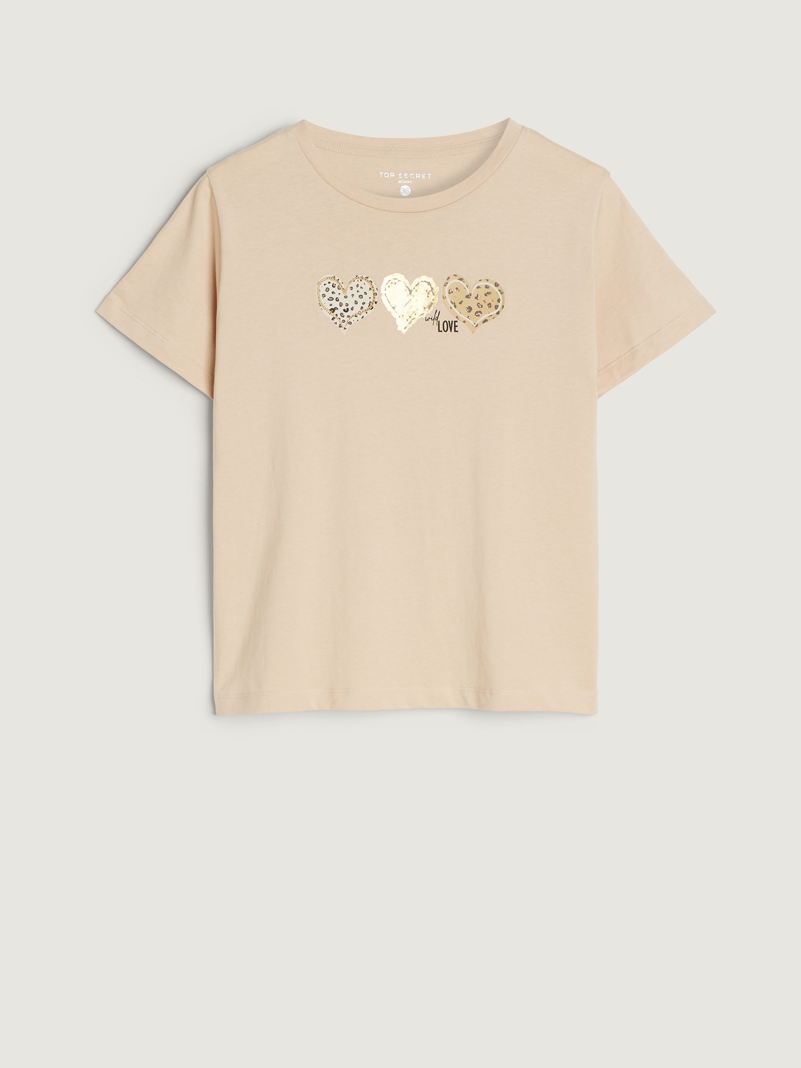 Beżowy top z grafiką 