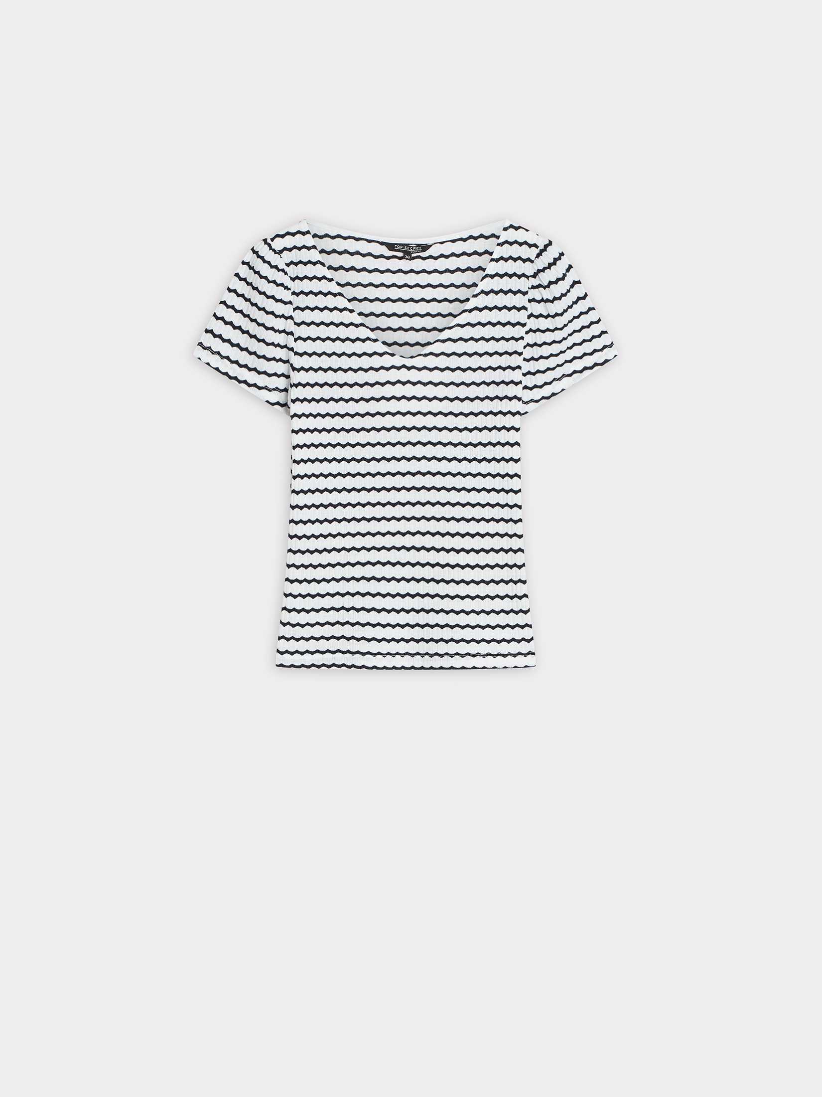 Top w paski z dekoltem w serek 