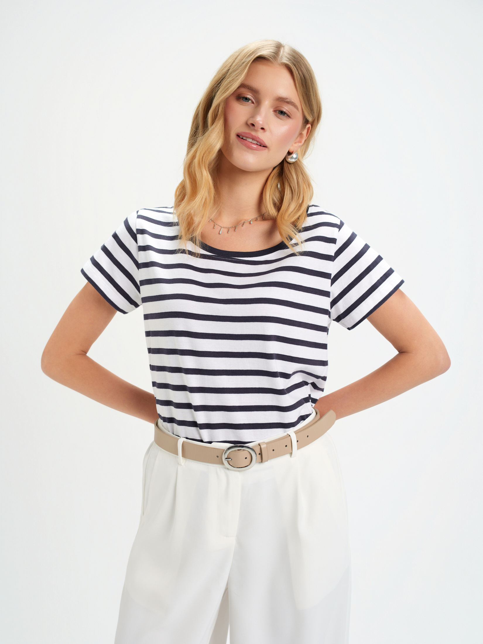 Top w granatowe paski 