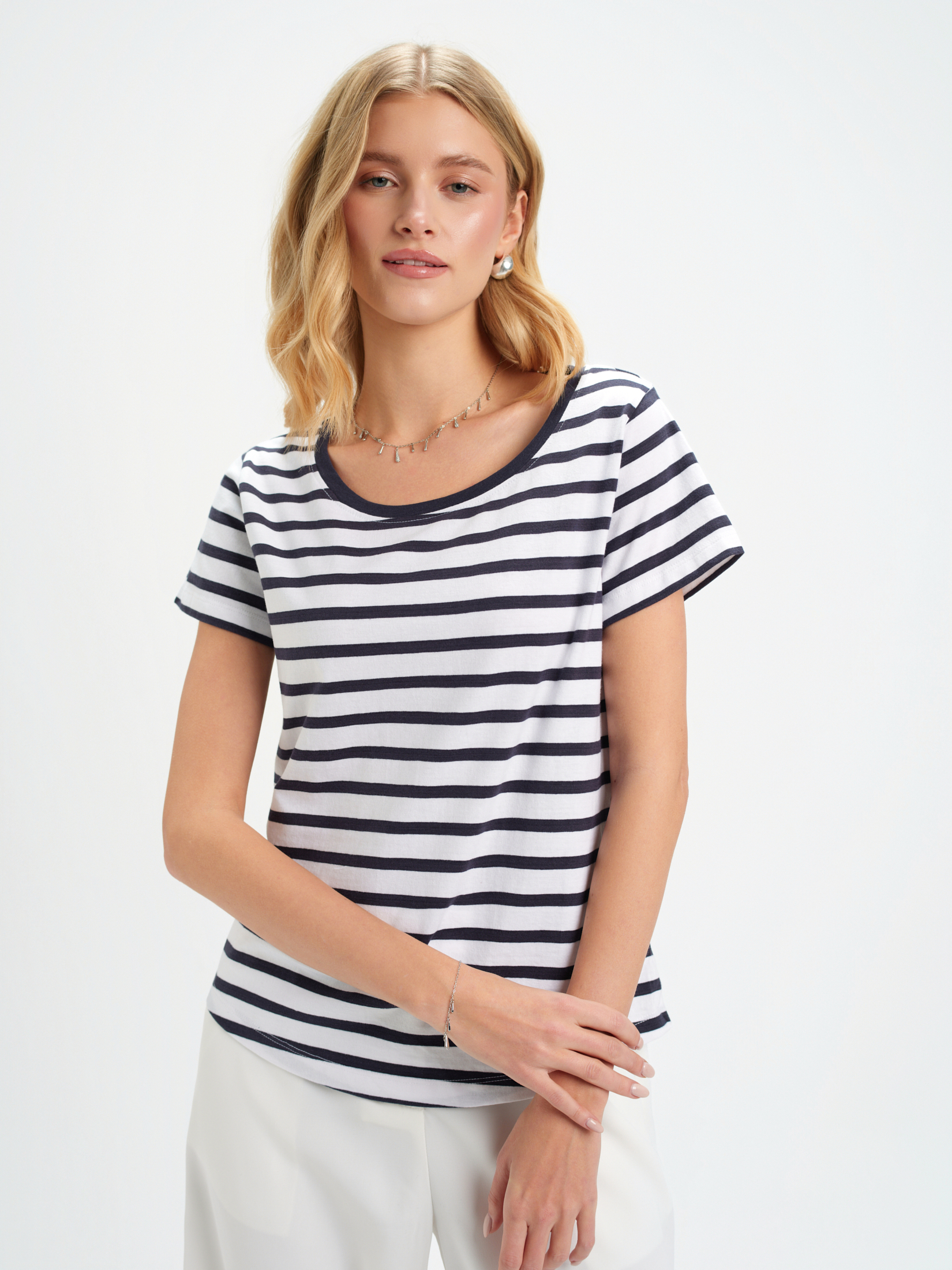 Top w granatowe paski 