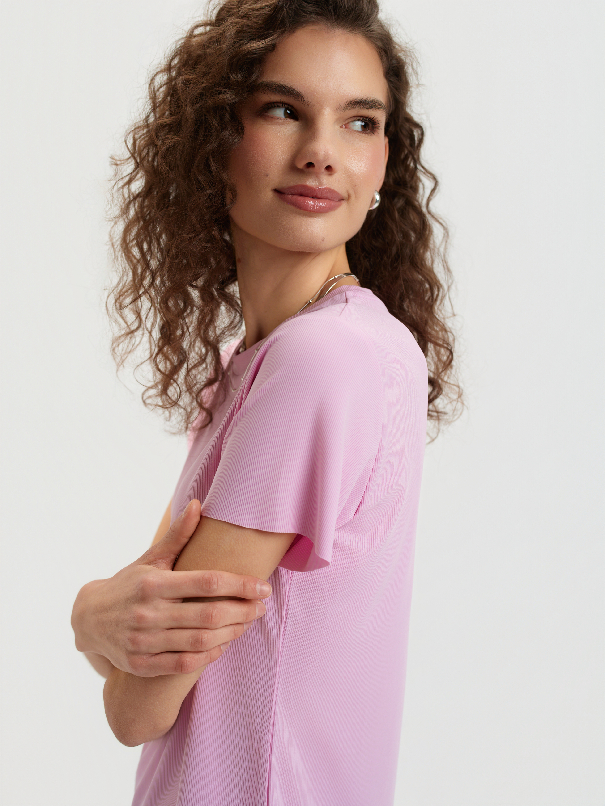 Jasnoróżowy top w prążki 