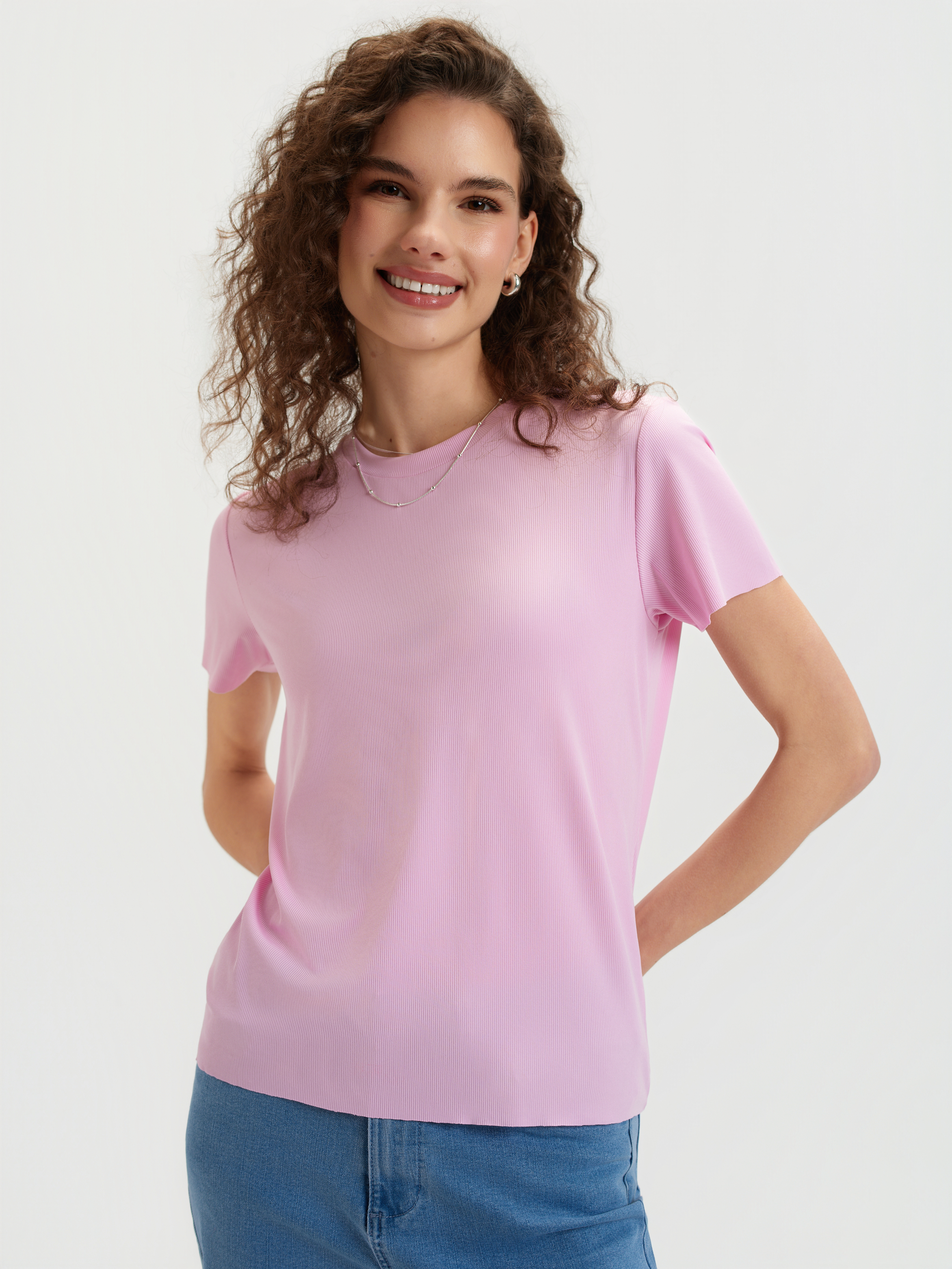 Jasnoróżowy top w prążki 