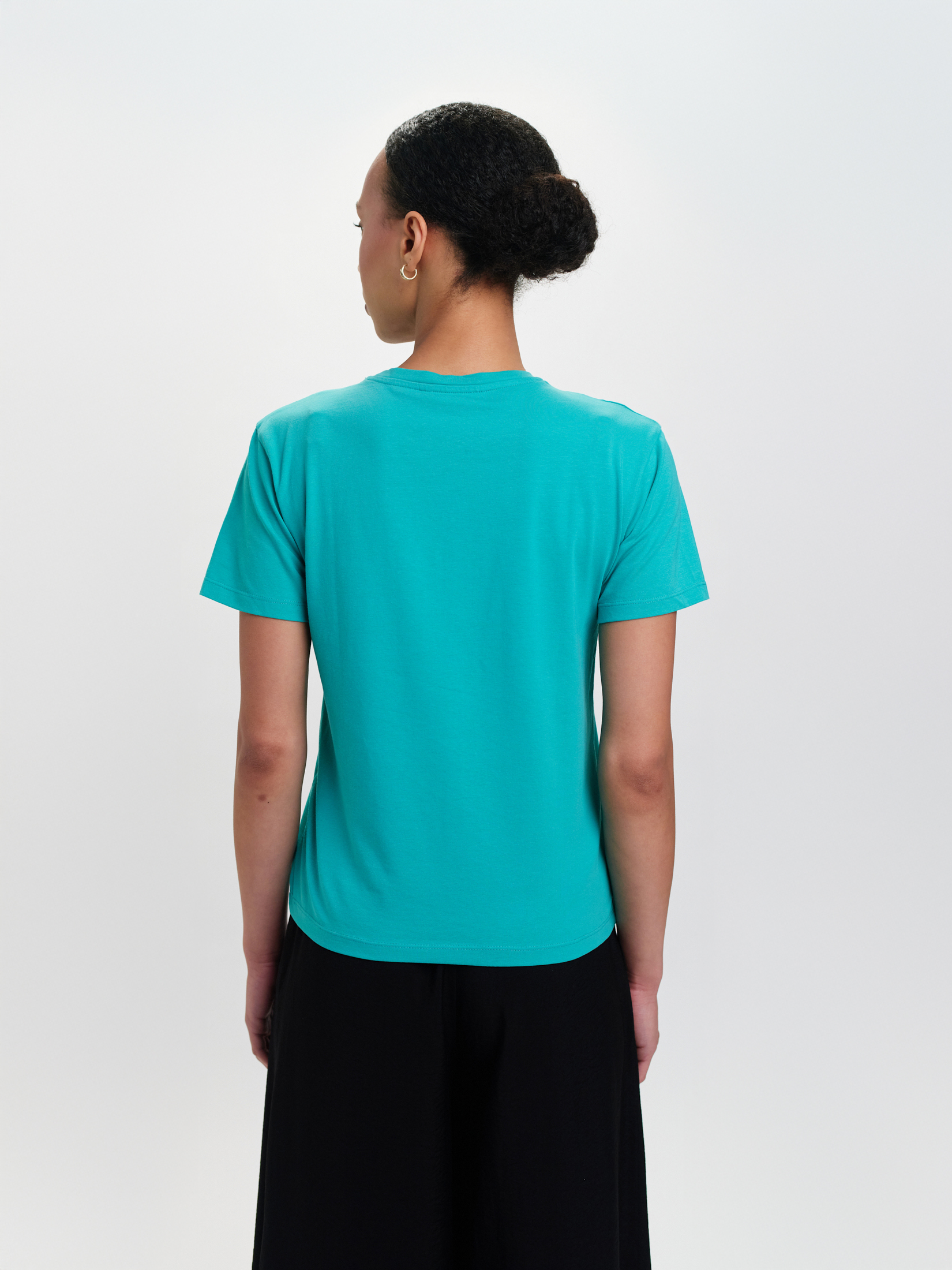 Turkusowy top w prążek 