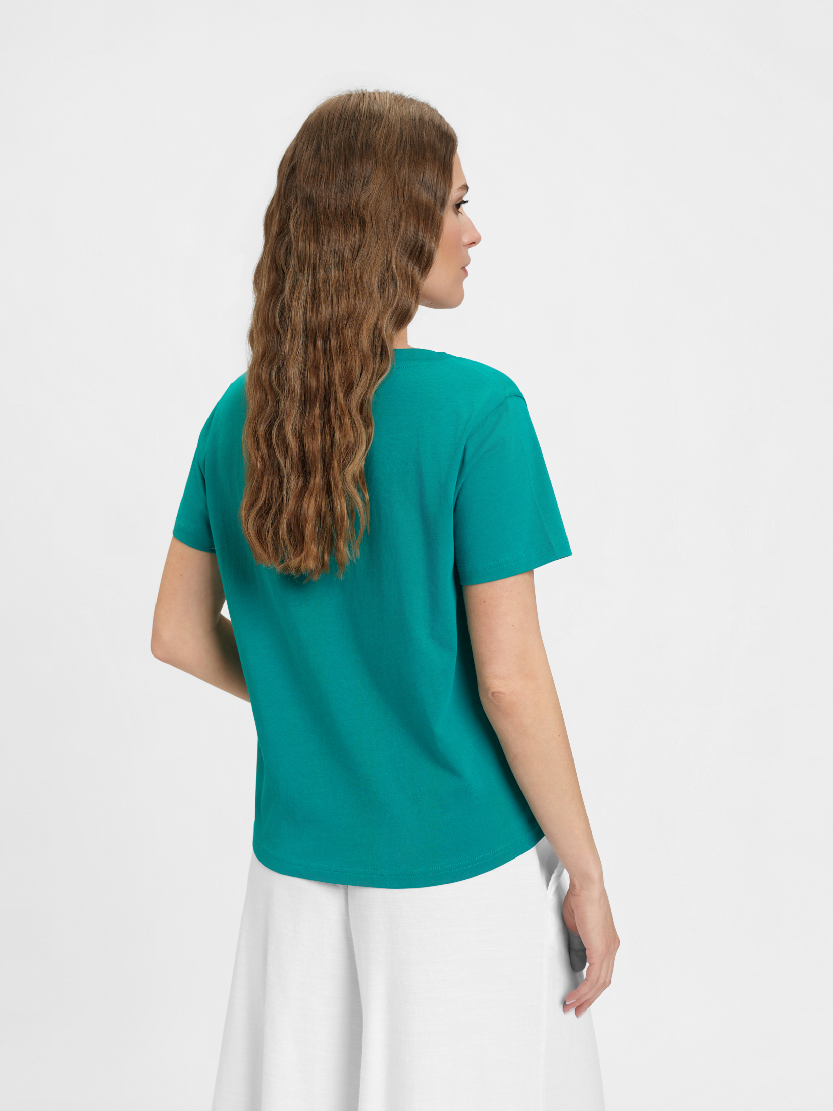 Bawełniany turkusowy t-shirt z napisem 
