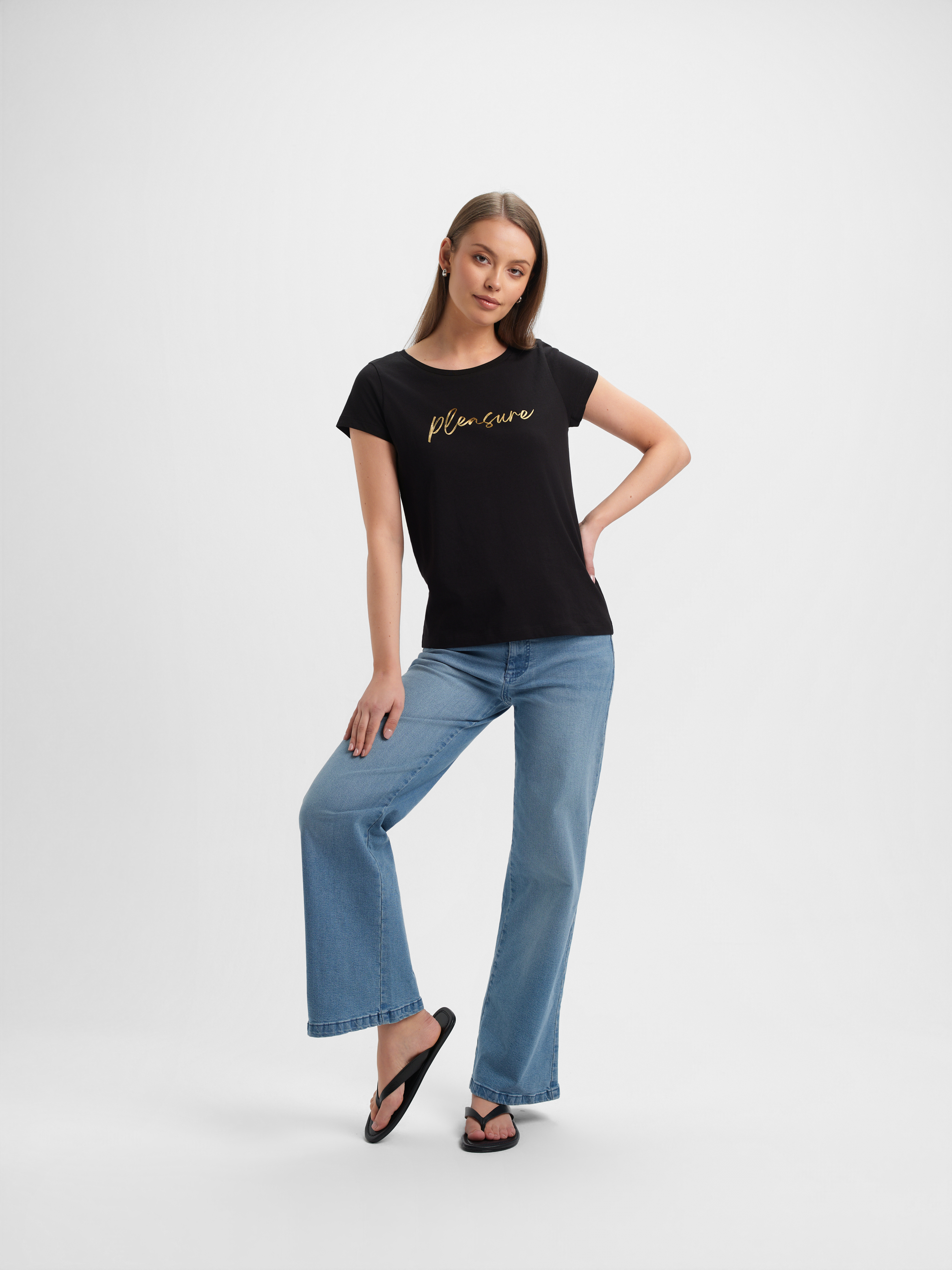 Czarny bawełniany t-shirt z napisem 