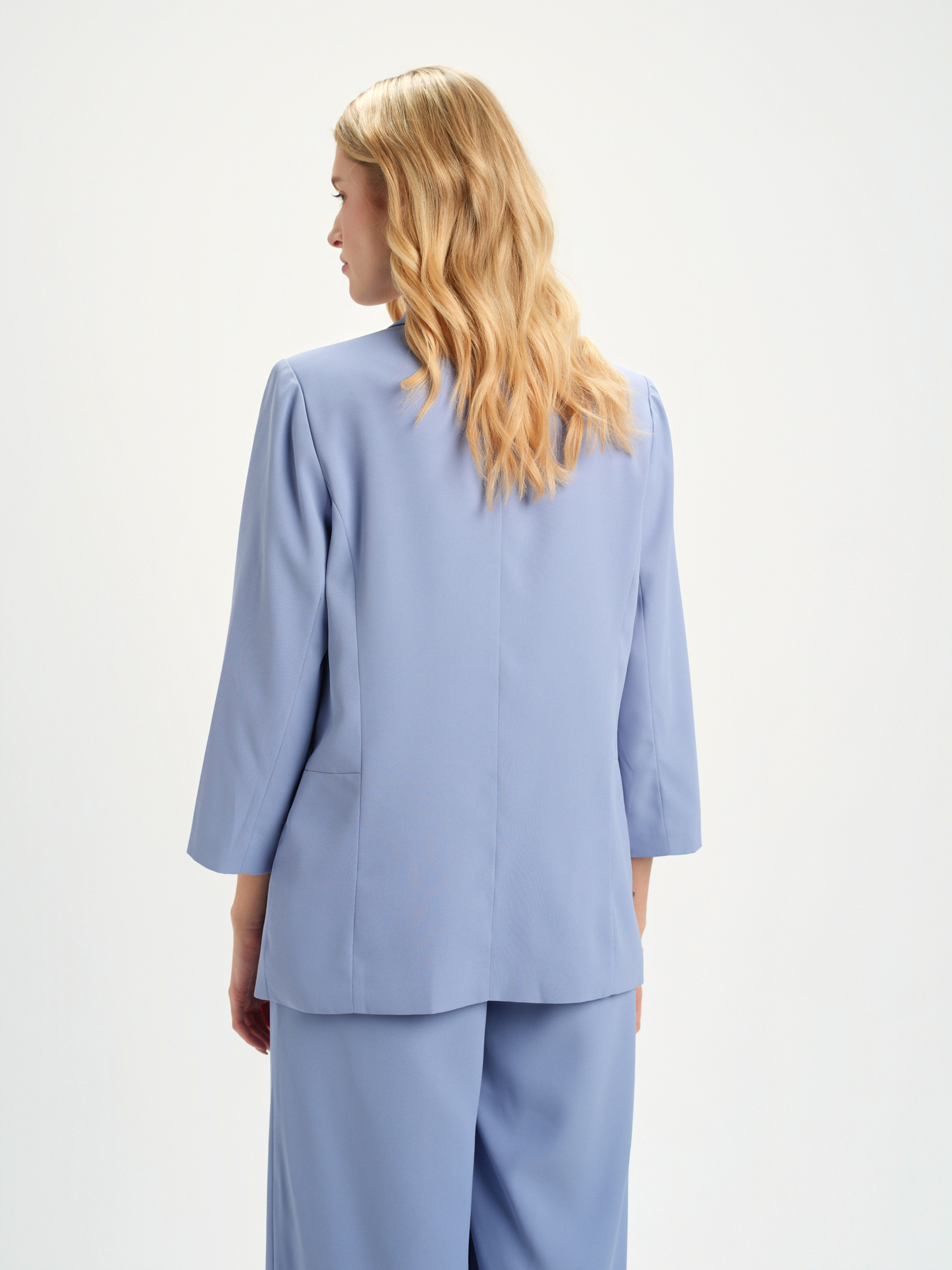 Żakiet z szalowym kołnierzem błękit 