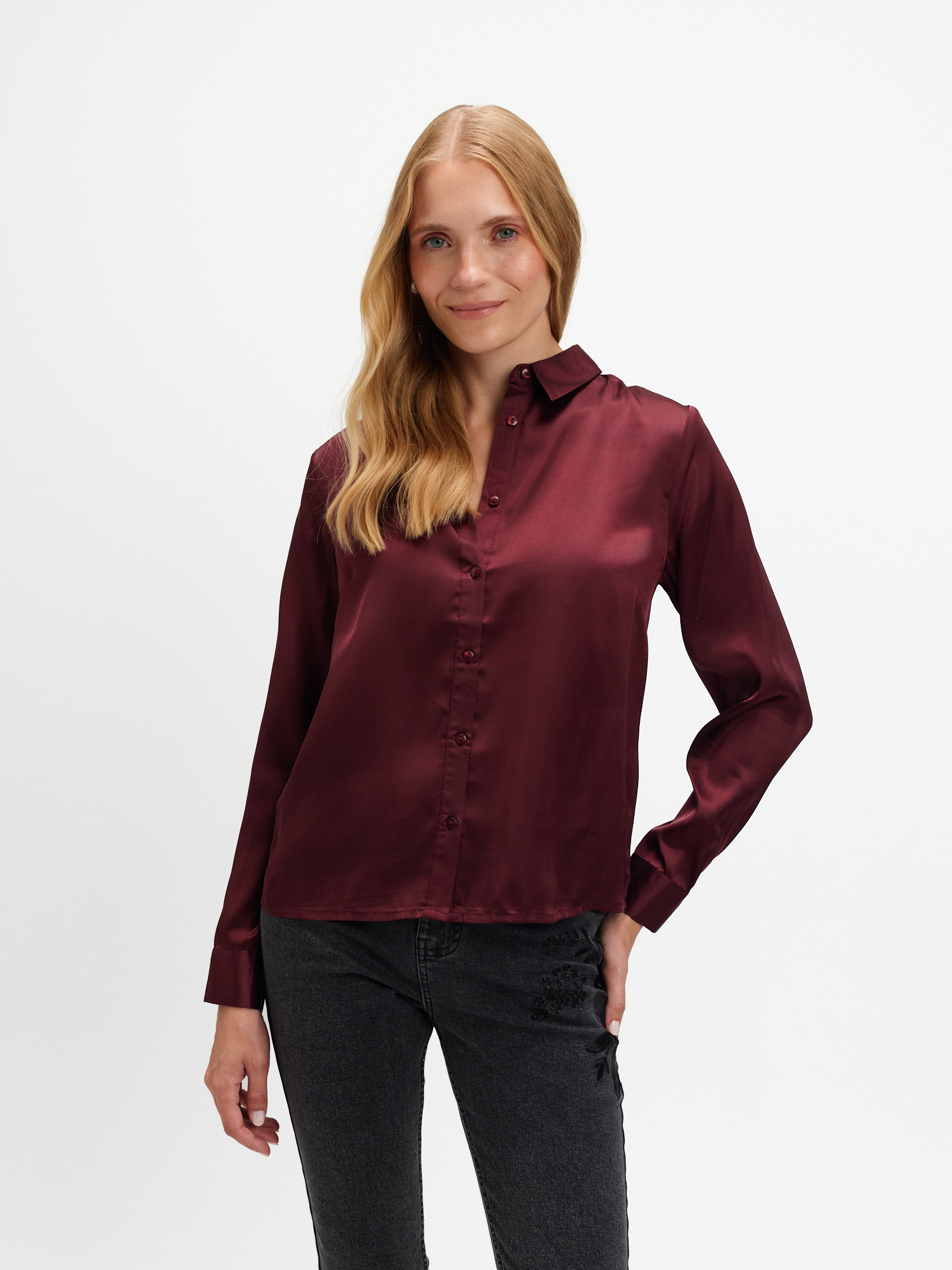 Satynowa koszula czekoladowy brąz  Satynowa koszula czekoladowy brąz