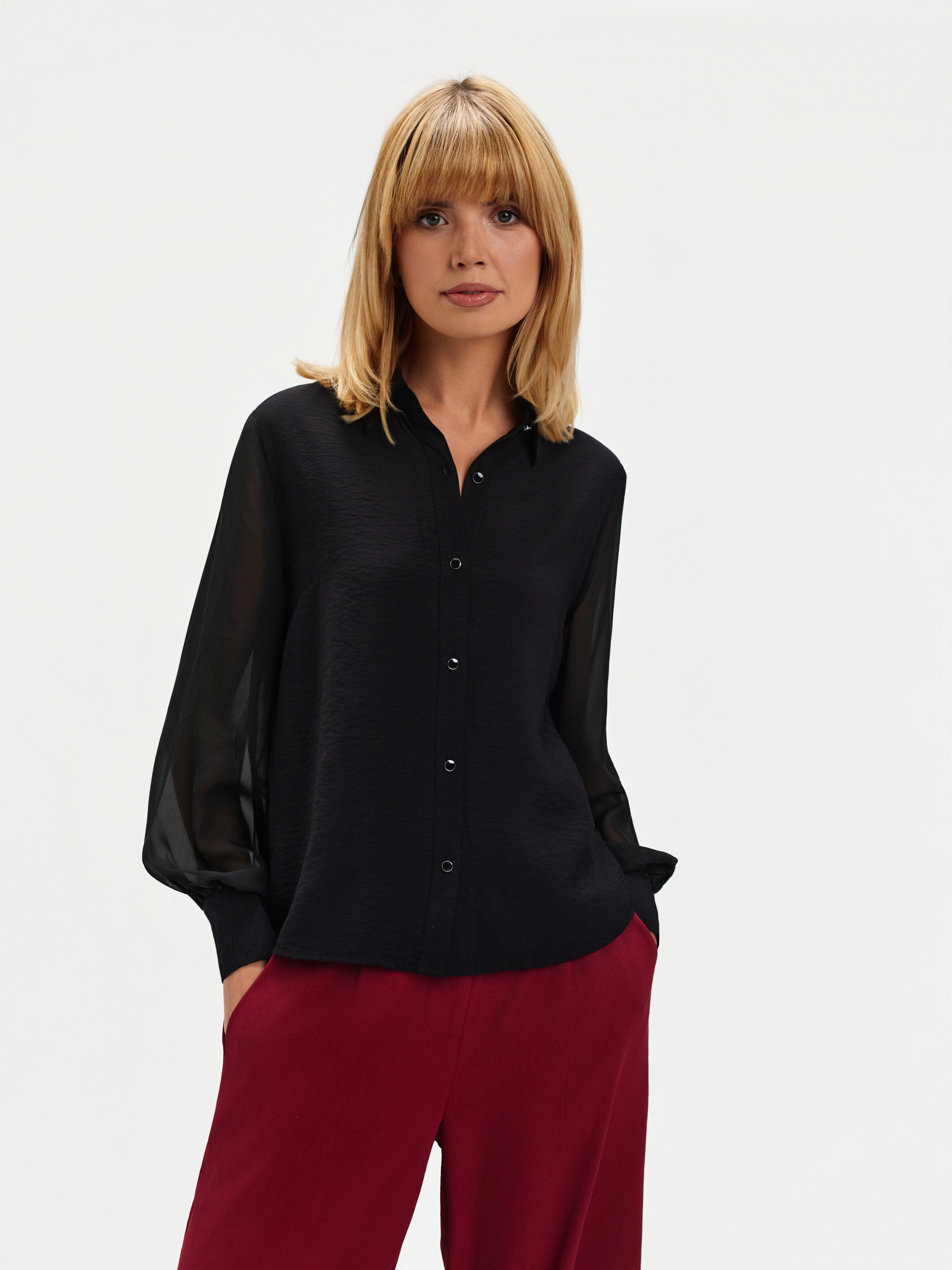 Czarna koszula z transparentnymi rękawami, Top Secret