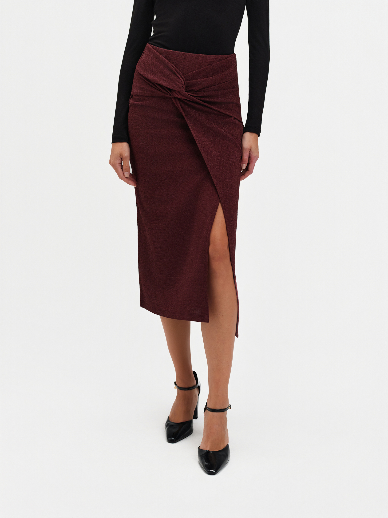Spódnica z węzłem bordo 