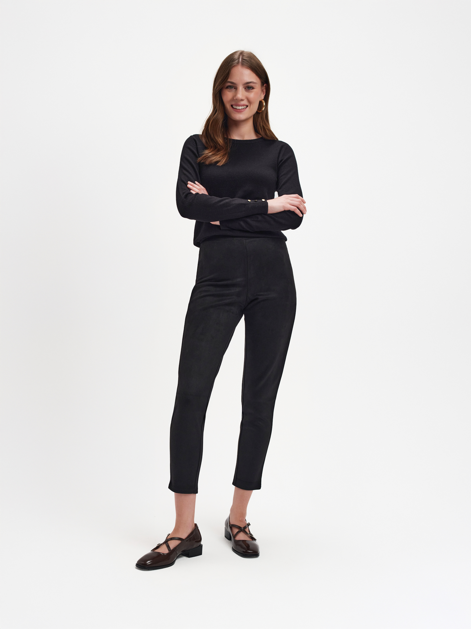 Czarne eleganckie legginsy 