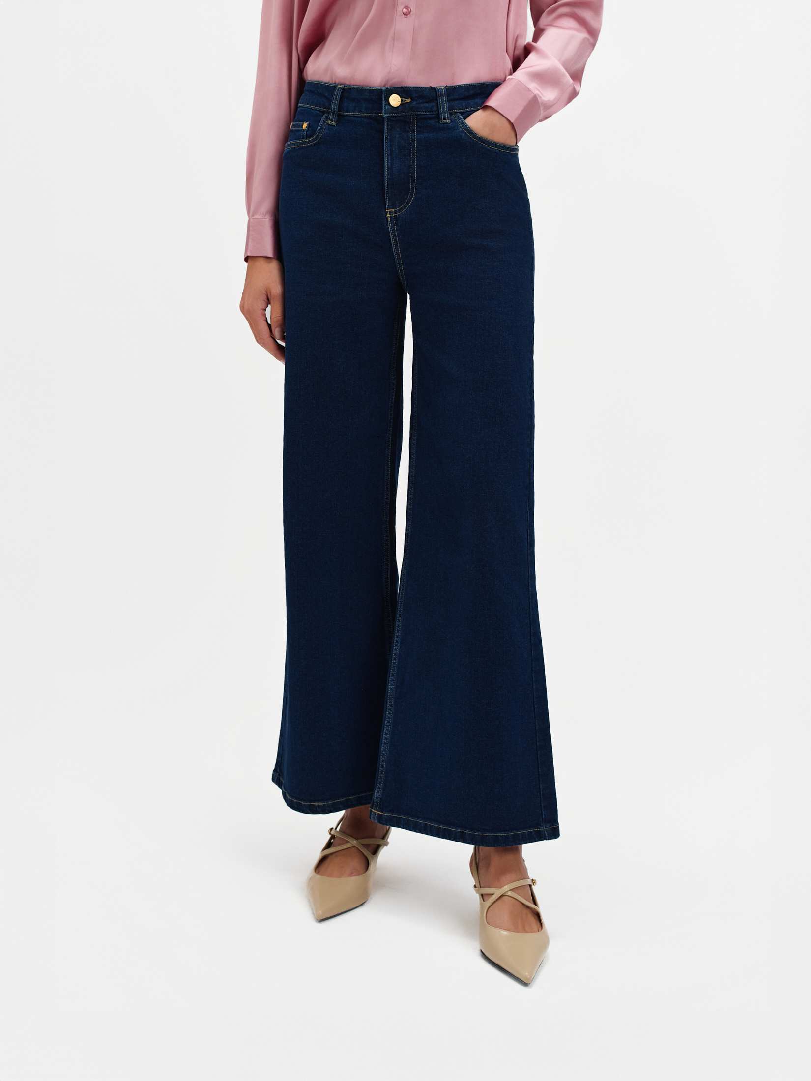 Granatowe jeansy flare  Granatowe jeansy flare