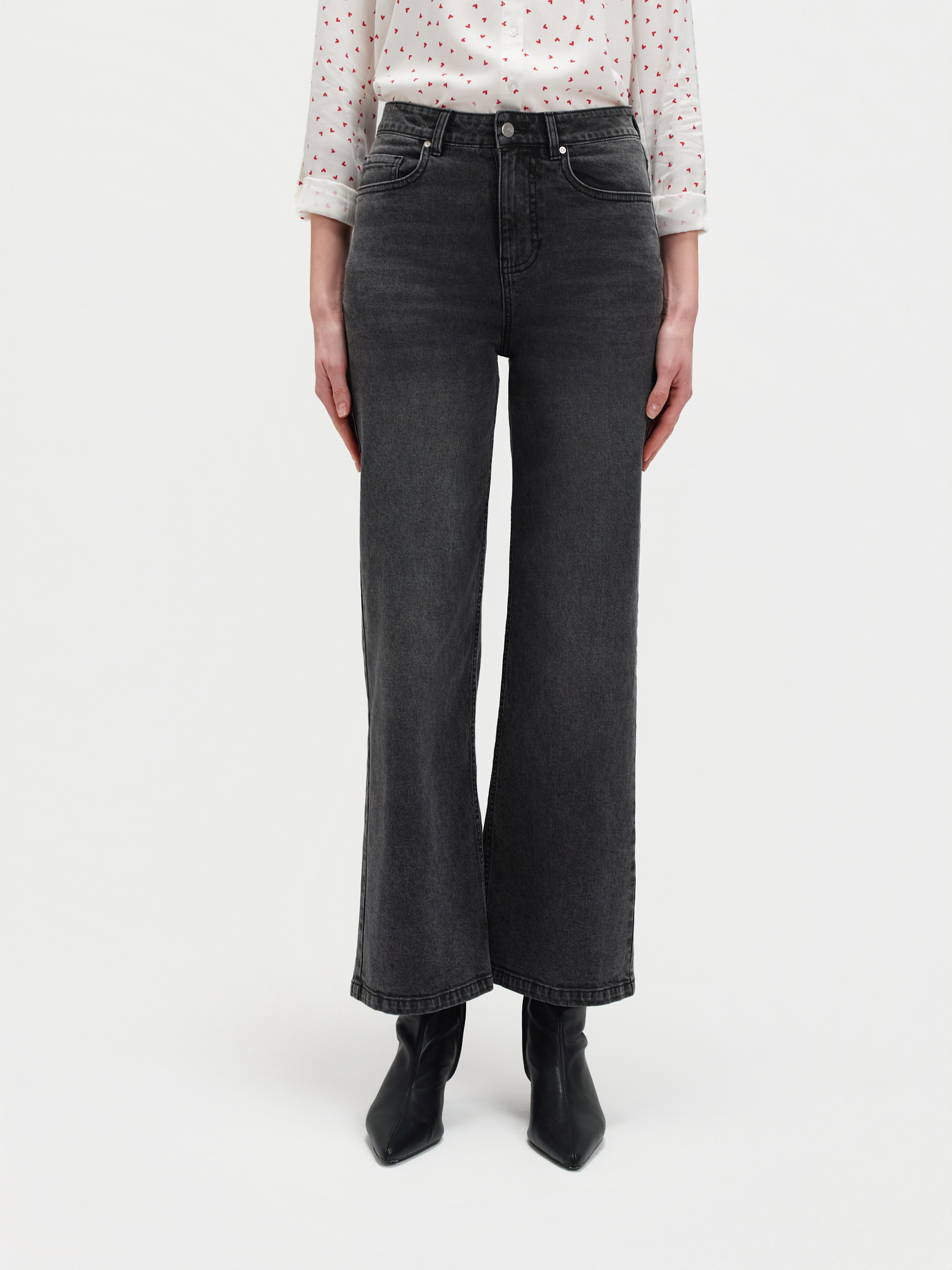 Ciemnoszare jeansy wide leg 