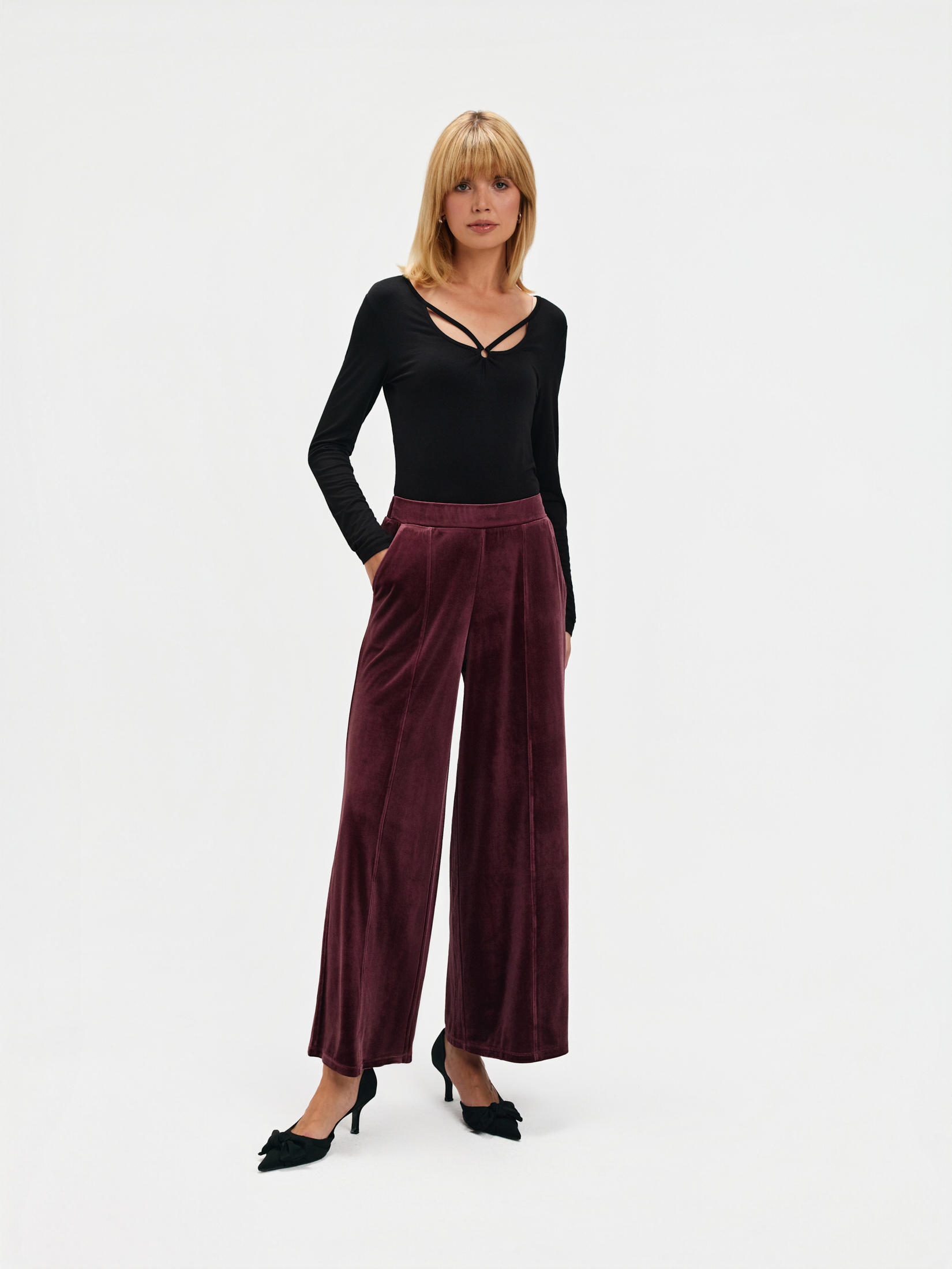 Luźne welwetowe spodnie 