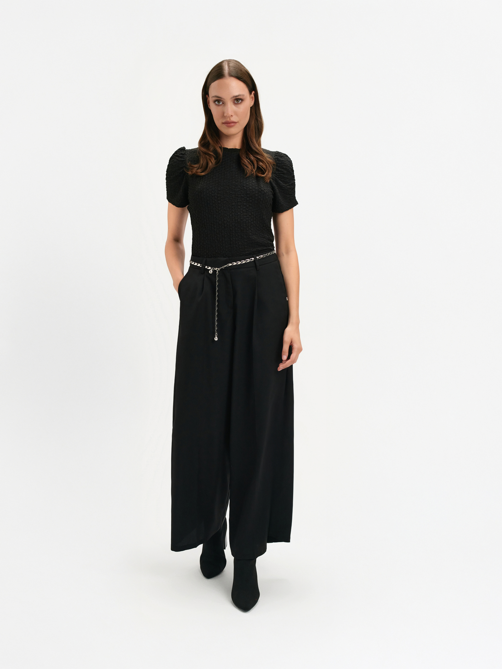 Czarne spodnie wide leg 