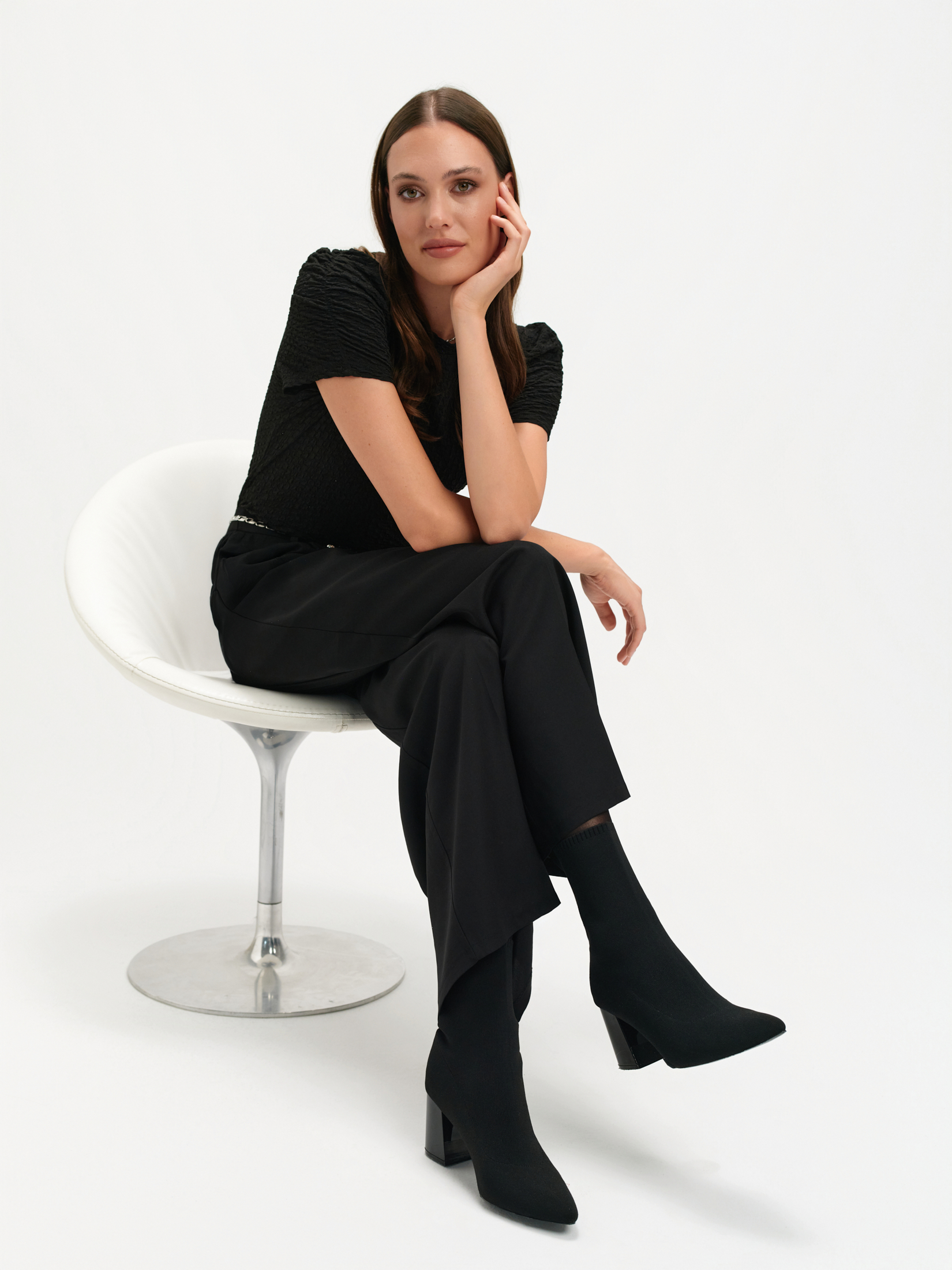 Czarne spodnie wide leg 