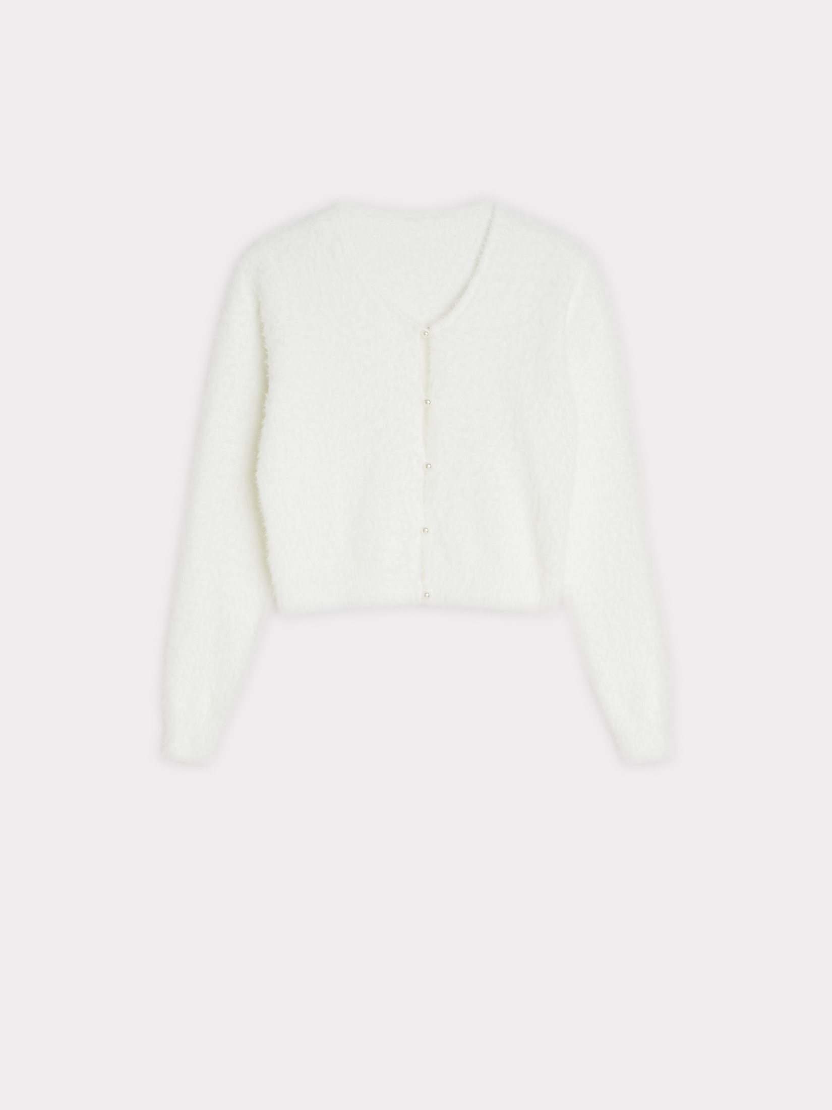 Biały kardigan z ozdobnymi guzikami 