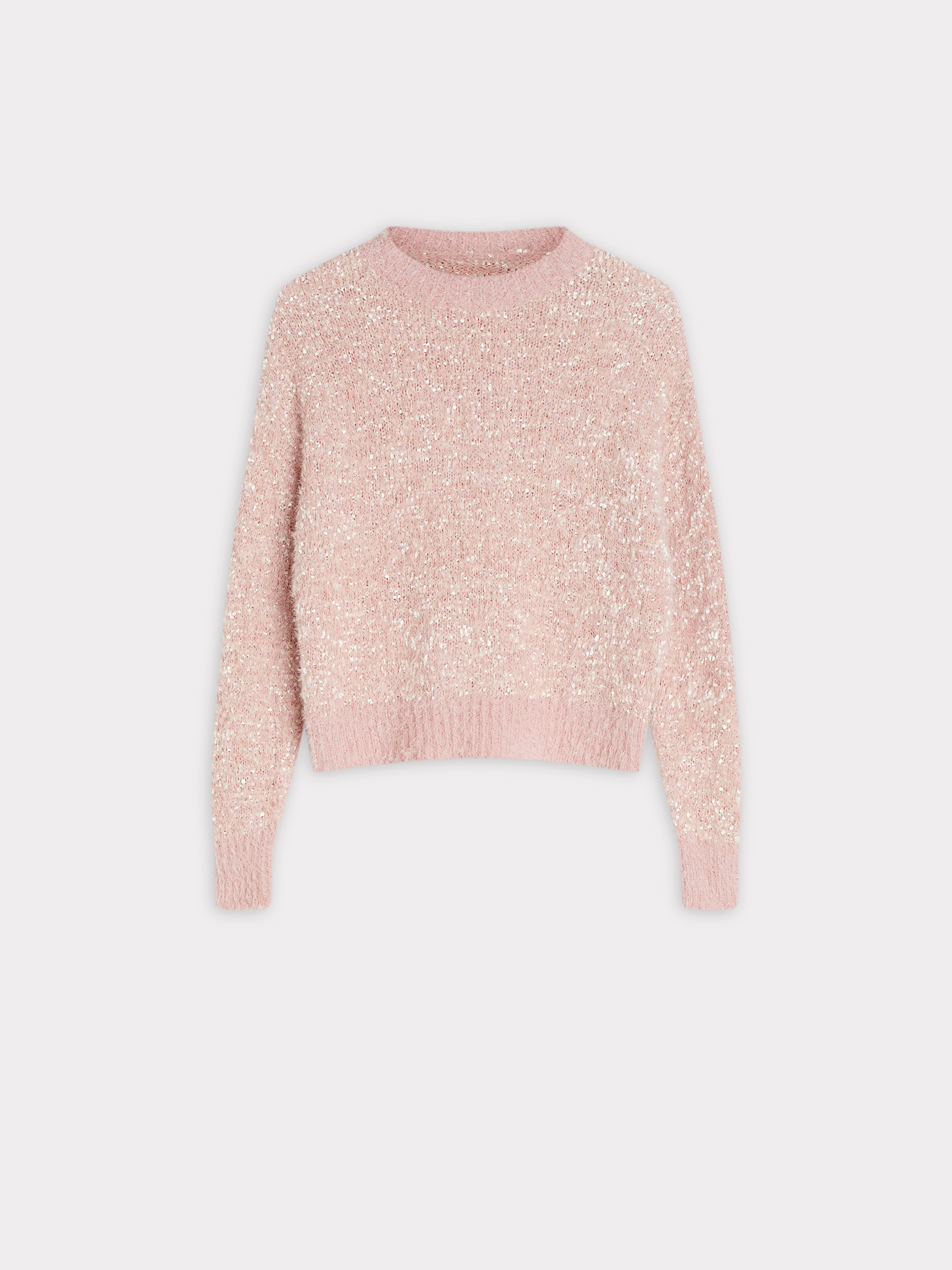 Różowy sweter z cekinami 