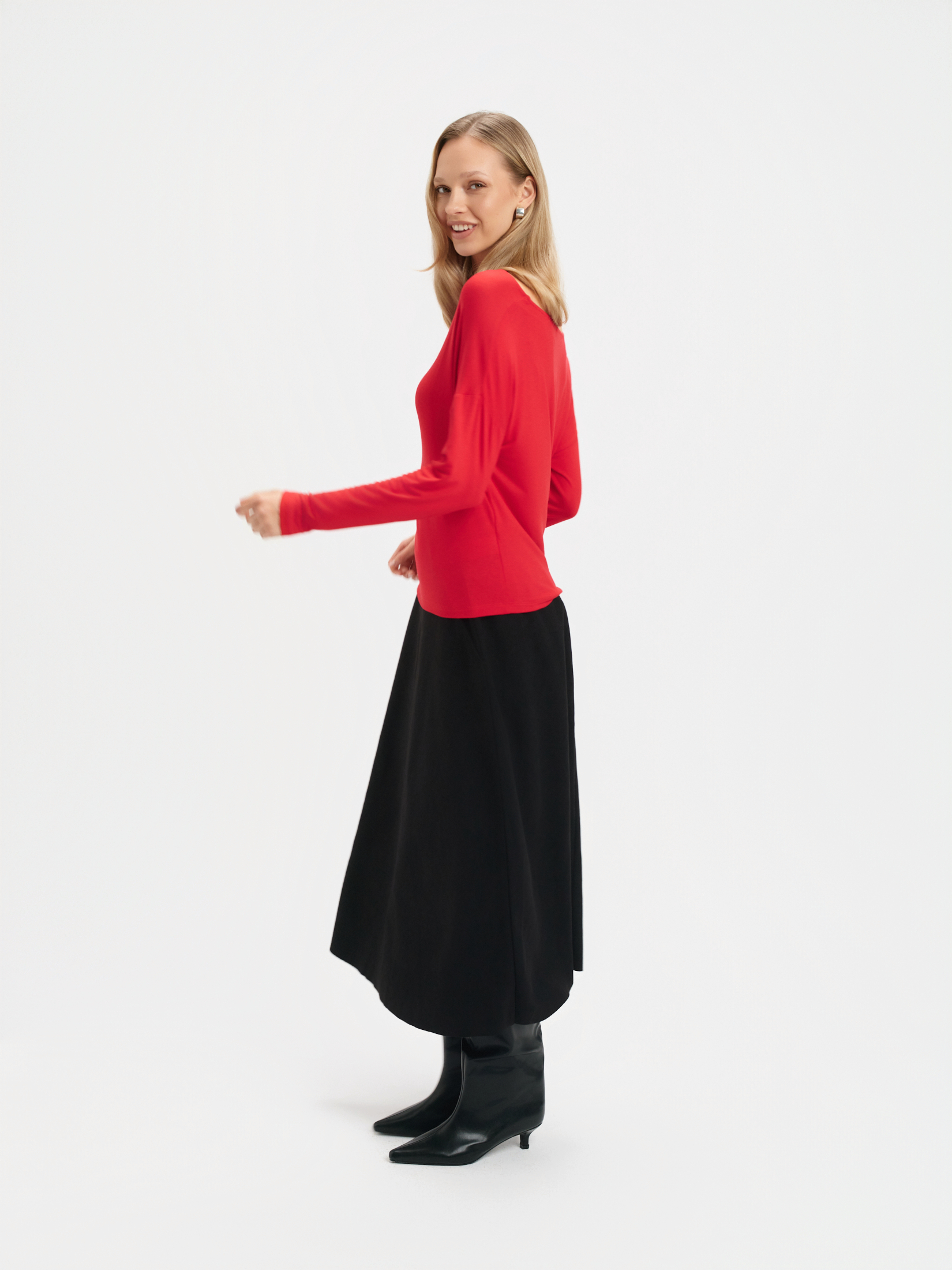 Czerwona bluzka z marszczeniem 