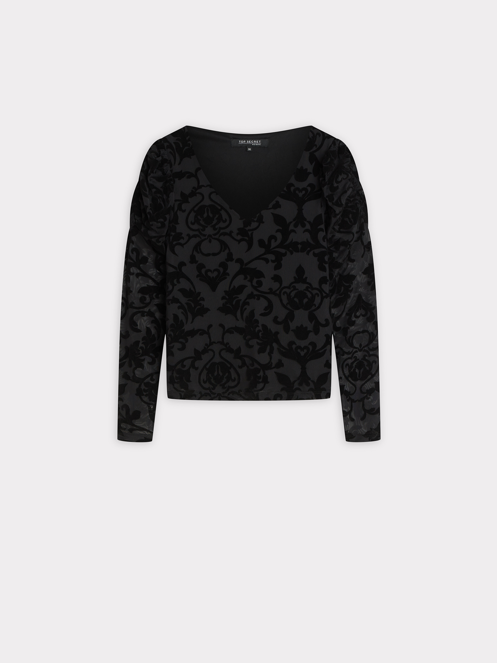 Koronkowy top z długim rękawem 