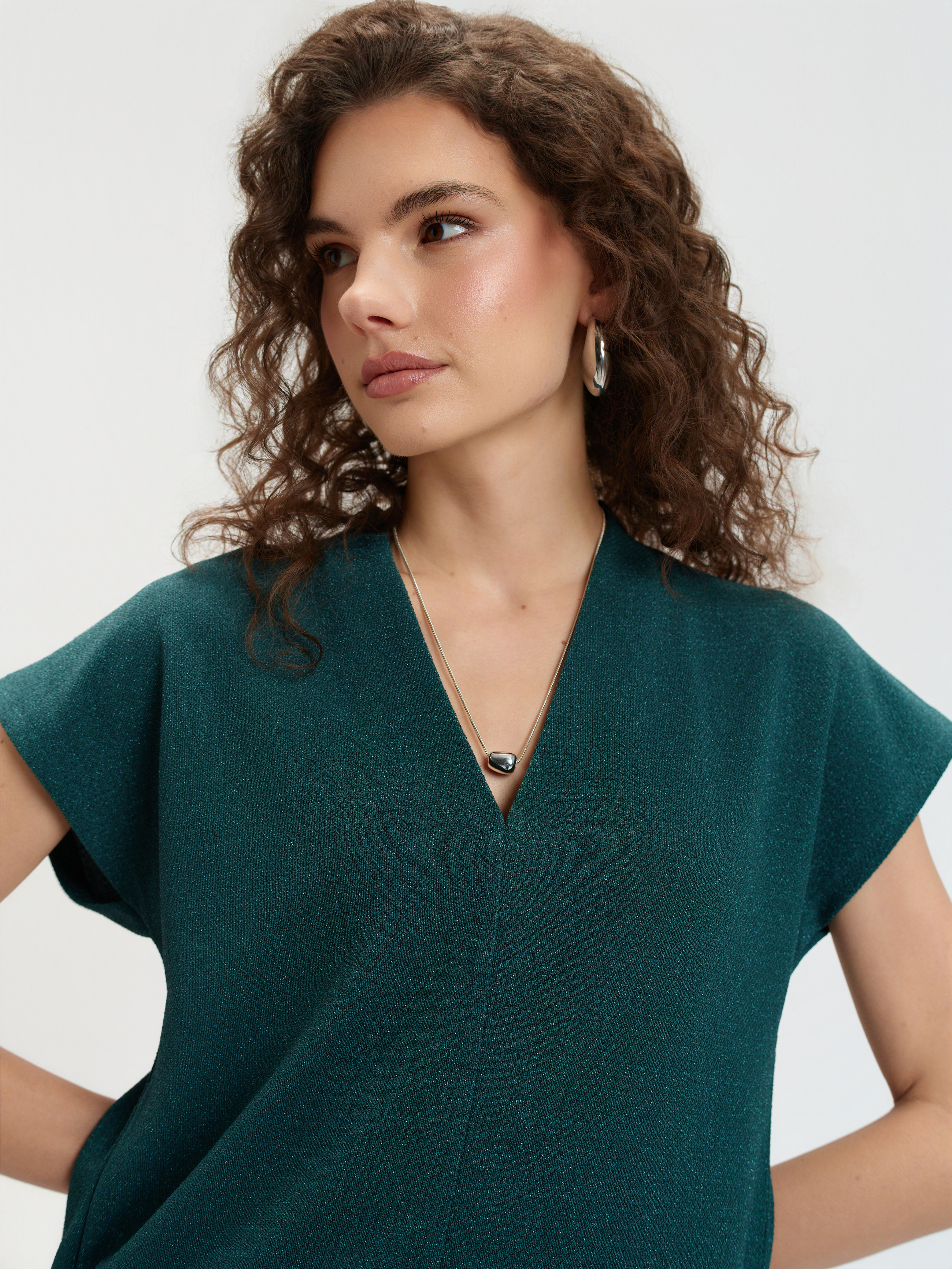 Ciemnozielony luźny top 