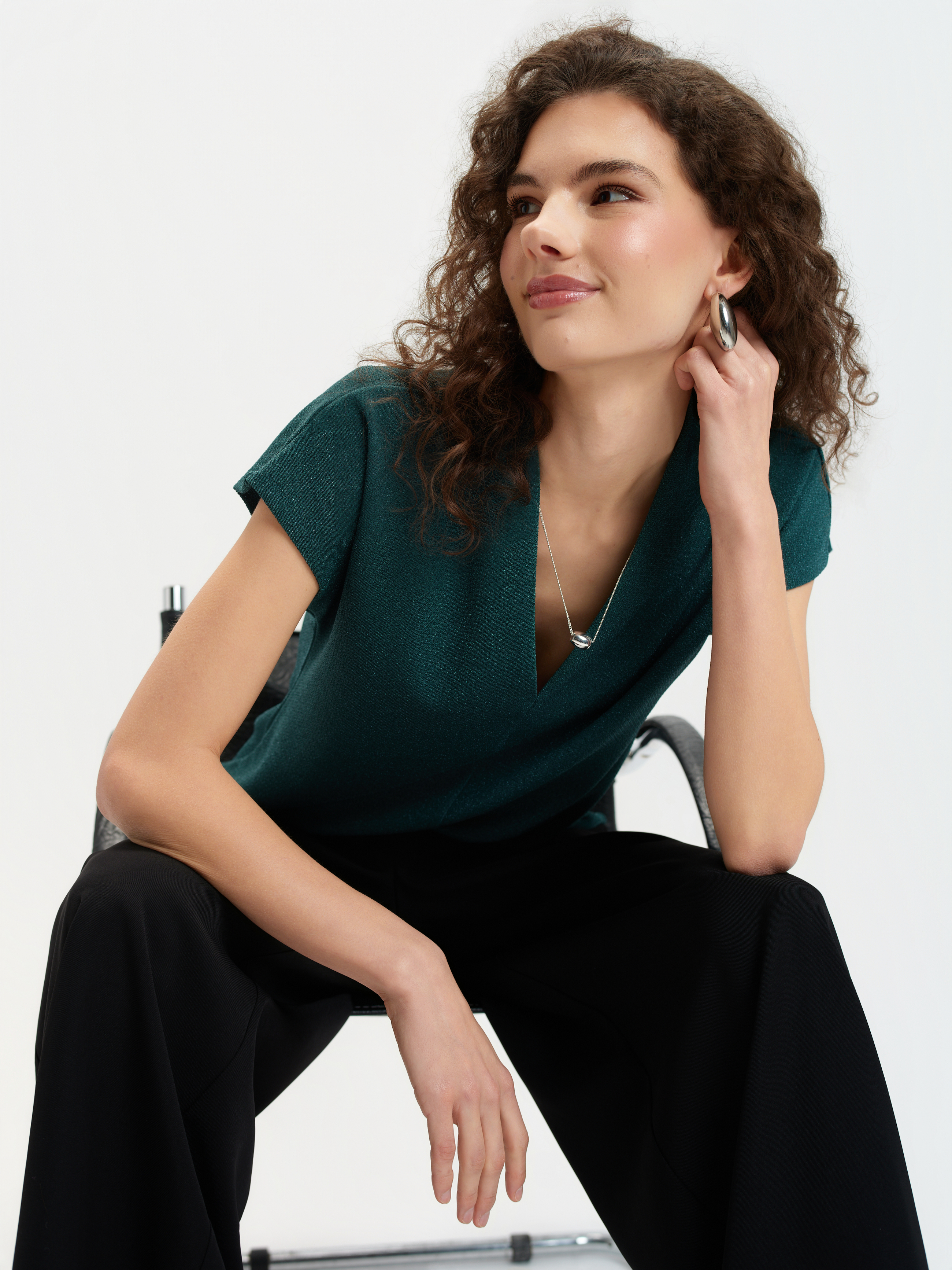 Ciemnozielony luźny top 