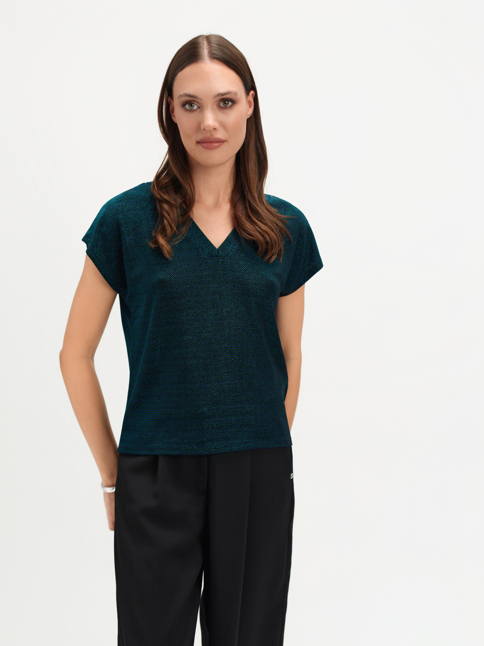 Błyszczący luźny top 