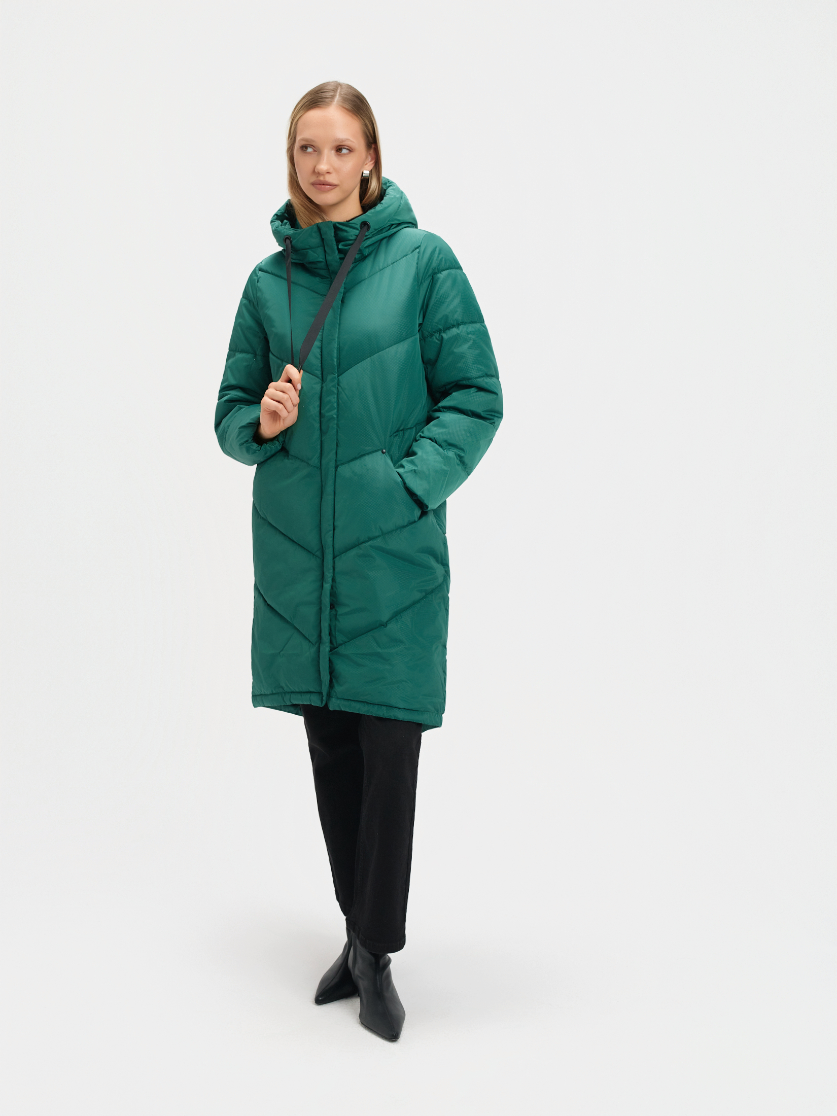 Ciemnozielona długa kurtka 